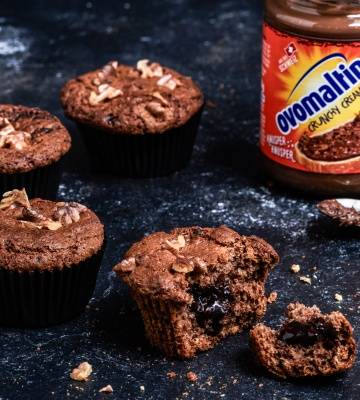 Walnuss-Muffins mit Ovomaltine Crunchy Cream
